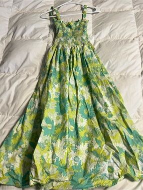 CO Green and Yellow Floral Maxi Dress